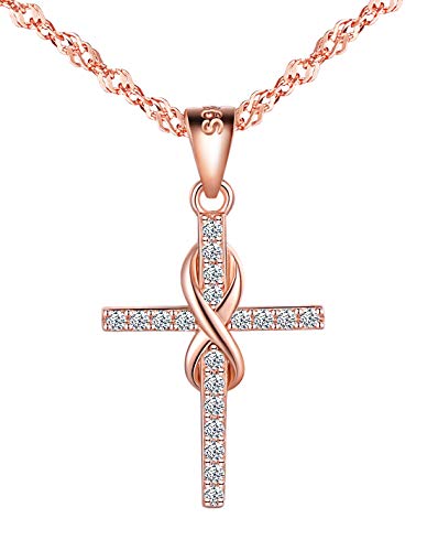 INFINIONLY Elegant Kreuz Unendlichkeitssymbol Halskette Ketten, Damen 925 Sterling Silber Halskette Anhänger, eingelegter Zirkon, Roségold INFINIONLY Elegant Kreuz Unendlichkeitssymbol Halskette Ketten, Damen 925 Sterling Silber Halskette Anhänger, eingelegter Zirkon, Roségold von INFINIONLY