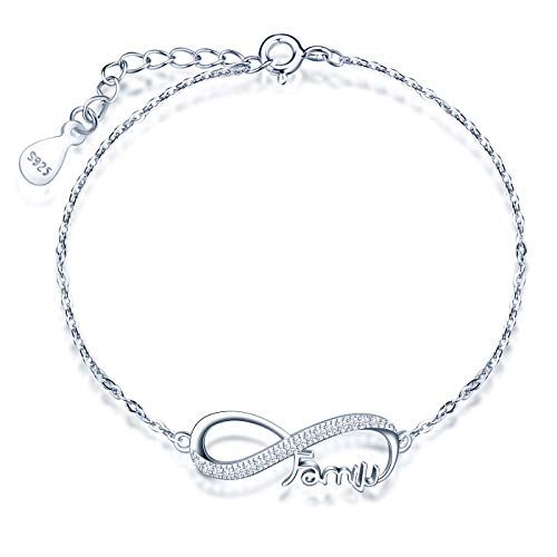INFINIONLY Fashion Damen Mädchen Unendlichkeits Symbol Armbänder 925 Silber Schmuck Elegante "Family" Element Armband mit Zirkonia Geburtstagsgeschenk von INFINIONLY
