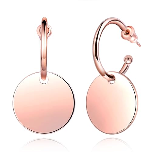INFINIONLY Fashion Herren Edelstahl Ohrringe Creolen Runde Münz Dame Teenager Hoops Ohrhänger Schlichte Mode Edelstahl Durchbohrte Ohrstecker Ohrhänger Zwei Arten zu tragen, Rosegold von INFINIONLY
