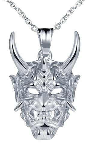 INFINIONLY Herren Damen Edelstahl Halsketten Creative Ghost Mask Anhänger für Jungen Mode Kette für Jungen, Silber von INFINIONLY