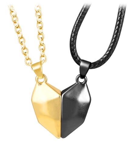 INFINIONLY Herren Damen Pärchen Legierungs Herz Halsketten Kreative Magnetisches Pärchen Anhänger Mode Teenager Halsreife Kette 2 Stück Kurze Halskette von INFINIONLY