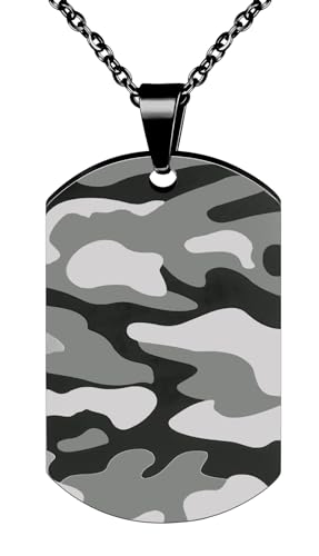 INFINIONLY Herren Edelstahl Camouflage Dog Tag Halsketten Kreativer Bullet Anhänger für Jungen Personalisierter Medaillons kette für Jugendlich von INFINIONLY