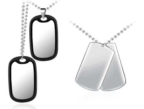 INFINIONLY Herren Edelstahl Dog Tag Halsketten Kreativer Doppel Anhänger Jungen Teenager Pullover Kette 2 Stück Set von INFINIONLY