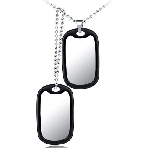 INFINIONLY Herren Edelstahl Dog Tag Halsketten Kreativer Doppel Anhänger Jungen Teenager Pullover Kette von INFINIONLY