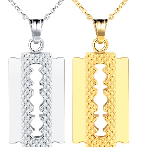 INFINIONLY Herren Edelstahl Halsketten Kreativer klingen Anhänger für Jungen Personalisierter Dog Tag Halsketten Kette Medaillons für Jugendlich, 2 Stück Set von INFINIONLY