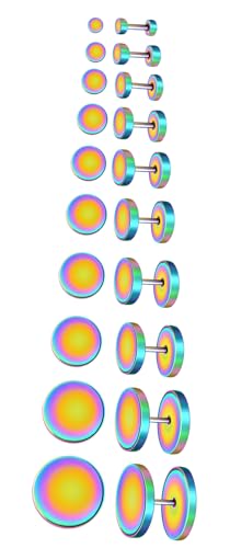 INFINIONLY Herren Edelstahl Ohrringe Ohrhänger Mode Kreative Damen Teenager Runde Hantel Ohrstecker Multi Size 10 Paare Piercing Ohrstecker Ohrringe, Bunt von INFINIONLY