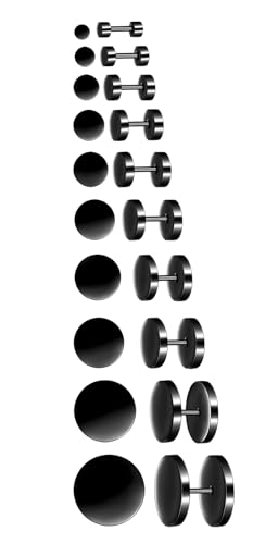 INFINIONLY Herren Edelstahl Ohrringe Ohrhänger Mode Kreative Damen Teenager Runde Hantel Ohrstecker Multi Size 10 Paare Piercing Ohrstecker Ohrringe, Schwarz von INFINIONLY
