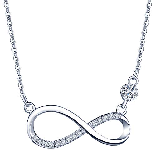 INFINIONLY Klassische Unendlichkeitssymbol Halskette Ketten, Damen Halskette Anhänger aus Sterling silber 925, eingelegter Zirkon, Silber von INFINIONLY