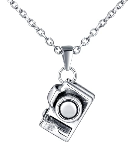 INFINIONLY Kreative Herren Damen Edelstahl Camera Ketten Fashion Halskette mit Anhänger mit 55cm Kette Dekoration für Jugendliche von INFINIONLY