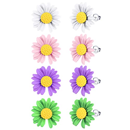 INFINIONLY Zartes Kleine Gänseblümchen Ohrringe, 925 Sterling Silber Ohrringe für Damen Mädchen, Leuchtend Bunte Blumen Ohrstecker, Hypoallergen Ohrschmuck von INFINIONLY