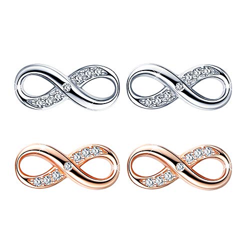 Modisch Unendlichkeitssymbol Damen Mädchen Infinity Ohrstecker, 925 Sterling Silber Zirkonia Ohrringe Ohrschmuck, Elegant Diamant Schmuck von INFINIONLY