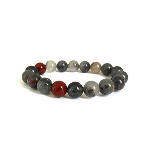 INFINITY GEMS Armband aus natürlichem AAA-Blutstein aus Afrika, 12 mm, Edelstein, dehnbar, Länge 7–7,5 Zoll, Unisex-Armband, Armband mit runden Perlen, Männer/Frauen von INFINITY GEMS