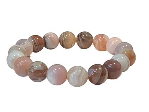 INFINITY GEMS Armband aus natürlichem AAA-Botswana-Achat, 12 mm, Edelstein, dehnbares Armband | 7–7,5 Zoll Länge | Unisex-Armband | Armband mit runden Perlen | Männer/Frauen von INFINITY GEMS