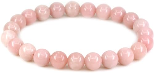 INFINITY GEMS Armband aus natürlichen AAA-Perlen aus peruanischem rosa Opal, 10 mm, Edelstein, dehnbares Armband | 7–7,5 Zoll Länge | Unisex-Armband | Armband aus runden Perlen | Männer/Frauen von INFINITY GEMS