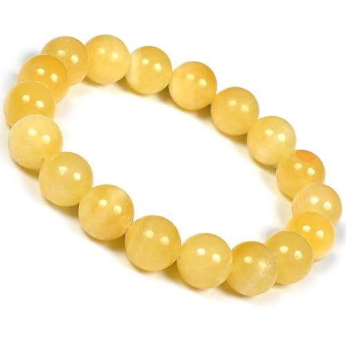 INFINITY GEMS Armband aus natürlichen Perlen aus gelbem AAA-Calcit, 4 mm, Edelstein, dehnbares Armband | 7–7,5 Zoll Länge | Unisex-Armband | Armband aus runden Perlen | Männer/Frauen von INFINITY GEMS