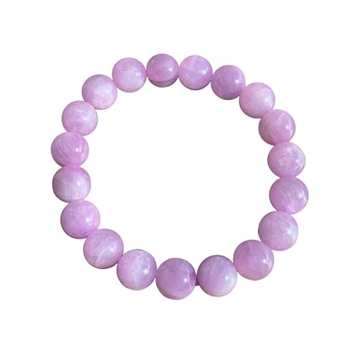 INFINITY GEMS Armband mit natürlichem, rosa Kunzit, 10 mm, Edelstein, dehnbares Armband | 7–7,5 Zoll Länge | Unisex-Armband | Armband mit runden Perlen | Männer/Frauen von INFINITY GEMS