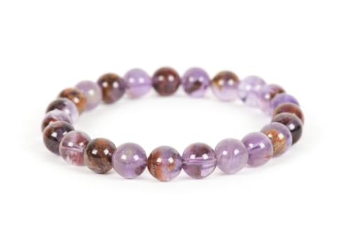 INFINITY GEMS Armband mit natürlichen AAA-Cacoxenit-Amethyst-Perlen, 10 mm, Edelstein-Stretcharmband | 7–7,5 Zoll Länge | Unisex-Armband | Armband mit runden Perlen | Männer/Frauen von INFINITY GEMS