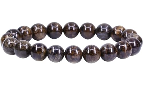 INFINITY GEMS Armband mit natürlichen AAA-Perlen aus braunem Bronzit, 6 mm, Edelstein, dehnbares Armband | 7–7,5 Zoll Länge | Unisex-Armband | Armband mit runden Perlen | Männer/Frauen von INFINITY GEMS