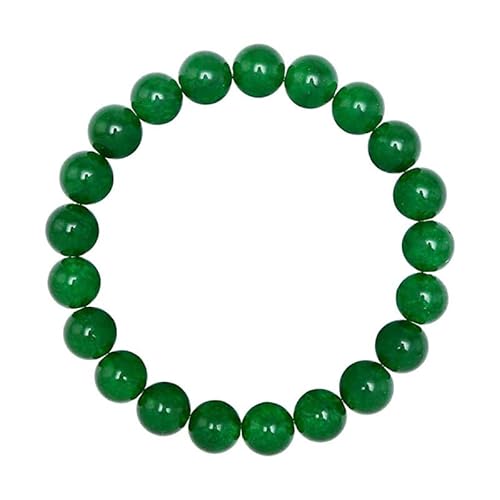 INFINITY GEMS Natürliches, dehnbares Armband aus grünem Jade mit 8 mm Edelstein in AAA-Qualität | 7–7,5 Zoll lang | Unisex-Armband | Armband mit runden Perlen | Männer/Frauen von INFINITY GEMS