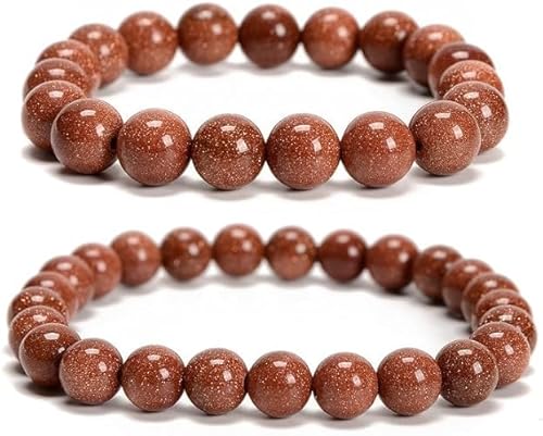 INFINITY GEMS Natürliches, rotes AAA-Goldfluss-Edelsteinarmband mit Stretch-Passform | 7–7,5 Zoll Länge | Unisex-Armband | 12 mm Armband mit runden Perlen | Männer/Frauen von INFINITY GEMS