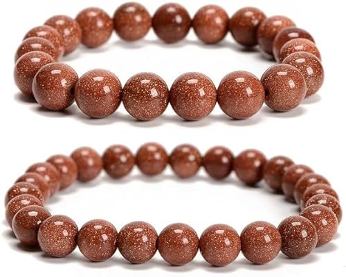 INFINITY GEMS Natürliches, rotes AAA-Goldfluss-Edelsteinarmband mit Stretch-Passform | 7–7,5 Zoll Länge | Unisex-Armband | 6 mm Armband mit runden Perlen | Männer/Frauen von INFINITY GEMS