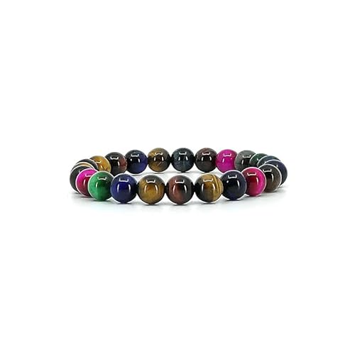 INFINITY GEMS Natürliches AAA 7 Chakra Tigerauge Edelstein Stretch-Armband | 7-7,5" Länge | Unisex-Armband | 10mm Armband mit runden Perlen | Männer/Frauen von INFINITY GEMS