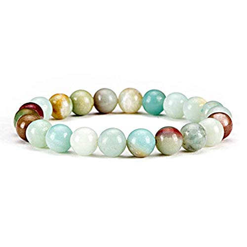 INFINITY GEMS Natürliches AAA-Amazonit-Armband in mehreren Farben, 4 mm, Edelstein-Stretcharmband | 7–7,5 Zoll Länge | Unisex-Armband | Armband mit runden Perlen | Männer/Frauen von INFINITY GEMS