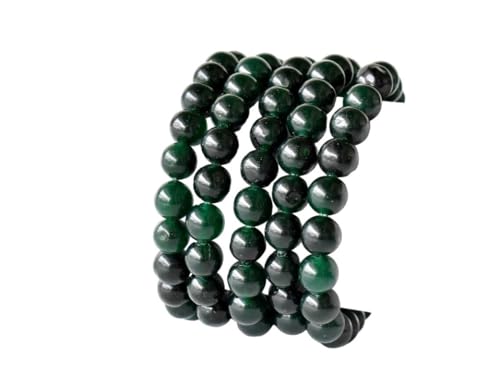 INFINITY GEMS Natürliches AAA-Armband aus afrikanischer grüner Jade mit 8 mm Edelstein und Stretch-Passform | 7–7,5 Zoll Länge | Unisex-Armband | Armband mit runden Perlen | Männer/Frauen von INFINITY GEMS