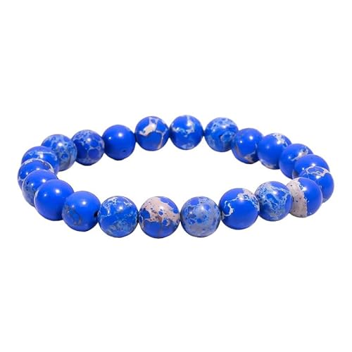 INFINITY GEMS Natürliches AAA-Armband aus blauem Meeressediment-Jaspis, 6 mm, Edelstein-Stretcharmband | 7–7,5 Zoll Länge | Unisex-Armband | Armband mit runden Perlen | Männer/Frauen von INFINITY GEMS