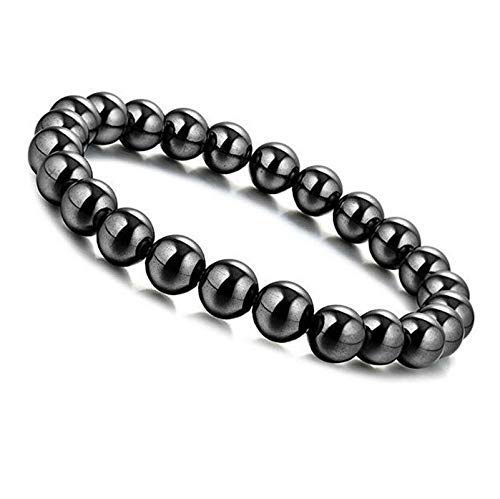 INFINITY GEMS Natürliches AAA-Armband aus grauem Hämatit, 8 mm, Edelstein, Stretch-Armband | 7–7,5 Zoll Länge | Unisex-Armband | Armband mit runden Perlen | Männer/Frauen von INFINITY GEMS