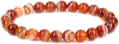 INFINITY GEMS Natürliches AAA-Armband aus rotem Traumachat, 6 mm, Edelstein, dehnbares Armband | 7–7,5 Zoll Länge | Unisex-Armband | Armband mit runden Perlen | Männer/Frauen von INFINITY GEMS