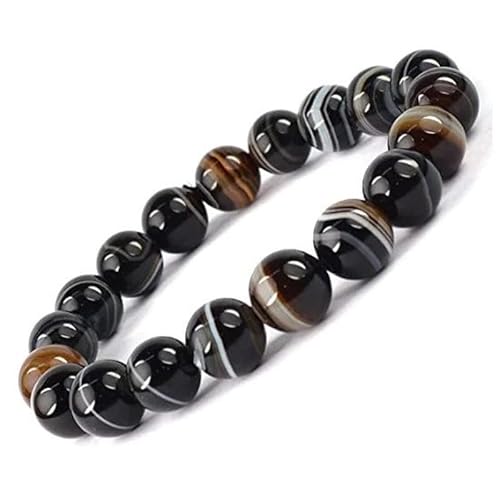 INFINITY GEMS Natürliches AAA-Armband aus schwarzem Suleman Hakik, 4 mm, Edelstein, Stretch-Armband | 7–7,5 Zoll Länge | Unisex-Armband | Armband mit runden Perlen | Männer/Frauen von INFINITY GEMS