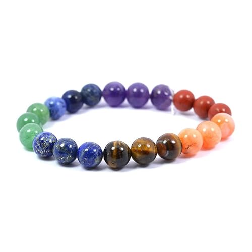 INFINITY GEMS Natürliches AAA-Armband mit 7 Chakras, mehrfarbig, 10 mm, Edelstein, dehnbares Armband | 7–7,5 Zoll Länge | Unisex-Armband | Armband mit runden Perlen | Männer/Frauen von INFINITY GEMS