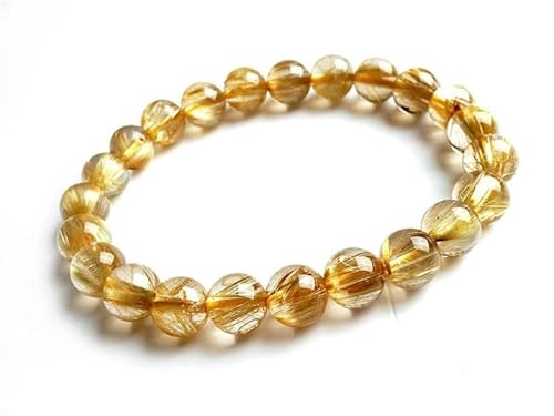 INFINITY GEMS Natürliches AAA-Gold-Rutilquarz/Brasilien-Titan-Edelstein-Stretcharmband mit 8 mm | 7–7,5 Zoll Länge | Unisex-Armband | Armband mit runden Perlen | Männer/Frauen von INFINITY GEMS