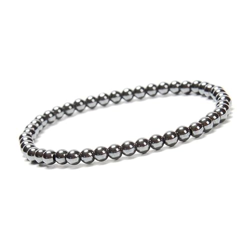 INFINITY GEMS Natürliches AAA-Hämatit/Gunmetal-Edelsteinarmband mit 6 mm Stretch | 7–7,5 Zoll Länge | Unisex-Armband | Armband mit runden Perlen | Männer/Frauen von INFINITY GEMS