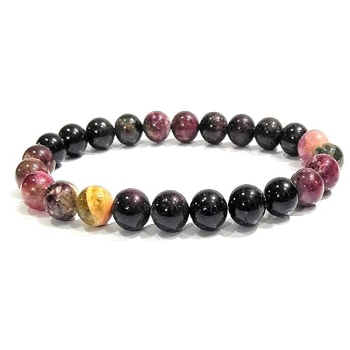 INFINITY GEMS Natürliches AAA-Multi-Turmalin-Armband, 12 mm, Edelstein-Stretcharmband | 7–7,5 Zoll Länge | Unisex-Armband | Armband mit runden Perlen | Männer/Frauen von INFINITY GEMS