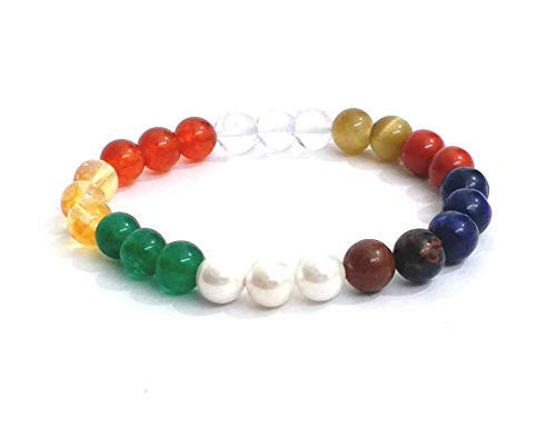 INFINITY GEMS Natürliches AAA Navratan-Armband, 6 mm, Edelstein-Stretcharmband | 7–7,5 Zoll Länge | Unisex-Armband | Armband mit runden Perlen | Männer/Frauen von INFINITY GEMS