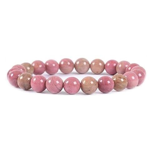 INFINITY GEMS Natürliches AAA-Rhodonit-Armband in Rosa, 10 mm, Edelstein-Stretcharmband | 7–7,5 Zoll Länge | Unisex-Armband | Armband mit runden Perlen | Männer/Frauen von INFINITY GEMS