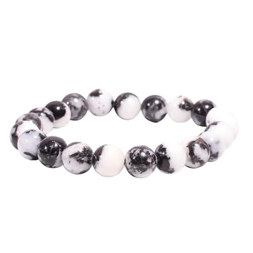 INFINITY GEMS Natürliches AAA-Zebra-Jaspis-Armband, 12 mm, Edelstein, dehnbares Armband | 7–7,5 Zoll Länge | Unisex-Armband | Armband mit runden Perlen | Männer/Frauen von INFINITY GEMS