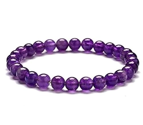 INFINITY GEMS Natürliches afrikanisches Amethyst-Edelsteinarmband mit dehnbarer Passform, AAA-Qualität | 7–7,5 Zoll Länge | Unisex-Armband | 4 mm Armband mit runden Perlen | Männer/Frauen von INFINITY GEMS