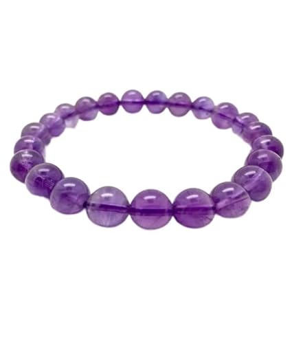 INFINITY GEMS Natürliches brasilianisches AAA-Amethyst-Edelsteinarmband mit Stretch-Passform | 7–7,5 Zoll Länge | Unisex-Armband | 12 mm Armband mit runden Perlen | Männer/Frauen von INFINITY GEMS