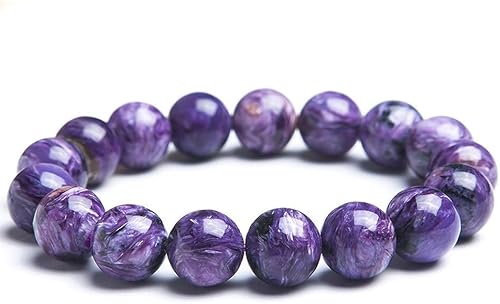 INFINITY GEMS Stretch-Armband aus natürlichem, russischem Charoit-Edelstein mit AAA-Qualität | 7–7,5 Zoll Länge | Unisex-Armband | 12 mm Armband mit runden Perlen | Männer/Frauen von INFINITY GEMS