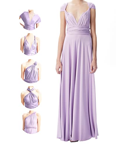 Unendlichkeitskleid für Damen, Brautjungfern, Hochzeitsgäste, Übergröße, Wickelkleid, lang, Maxi, wandelbar, vielseitig tragbar, Lavendel, Einheitsgröße Mehr von INFIWING