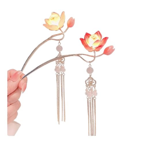2er-Pack Haarnadeln mit Lotus-Laternenlicht for Frauen und Mädchen, chinesische Haarnadeln mit baumelnder Quaste, Haarschmuck von INFJMH