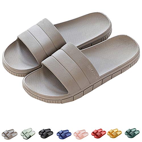 INFLATION Sommer Streifen Hausschuhe Indoor-Haus Anti-Rutsch Dusche Badeschuhe Schlappen Rutschfest Pantoffeln Gartenschuhe Home Slippers Damen Plastik Schuhe Sandaeln- Gr. 36/37 EU Grau von INFLATION
