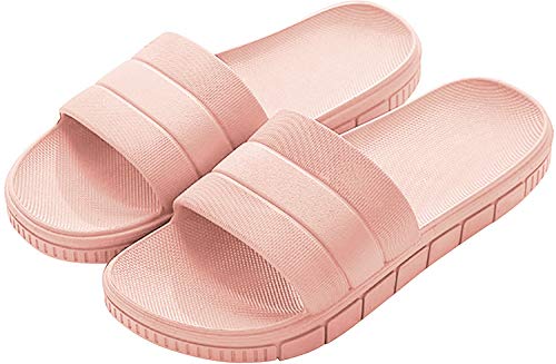 INFLATION Sommer Streifen Hausschuhe Indoor-Haus Anti-Rutsch Dusche Badeschuhe Schlappen rutschfest Pantoffeln Gartenschuhe Home Slippers Damen Plastik Schuhe Sandaeln- Gr. 38/39 EU Rosa von INFLATION