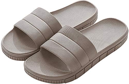 INFLATION Sommer Streifen Hausschuhe Indoor-Haus Anti-Rutsch Dusche Badeschuhe Schlappen rutschfest Pantoffeln Gartenschuhe Home Slippers Damen Plastik Schuhe Sandaeln- Gr. 40/41 EU Grau von INFLATION