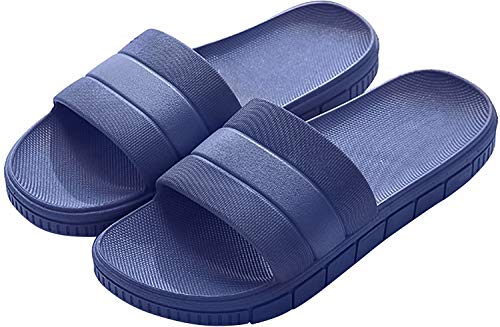 INFLATION Sommer Streifen Hausschuhe Indoor-Haus Anti-Rutsch Dusche Badeschuhe Schlappen rutschfest Pantoffeln Gartenschuhe Home Slippers Damen Plastik Schuhe Sandaeln Gr. 44/45 EU Navyblau von INFLATION