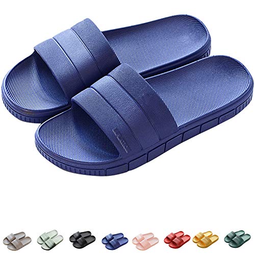INFLATION Sommer Streifen Hausschuhe Indoor-Haus Anti-Rutsch Dusche Badeschuhe Schlappen Rutschfest Pantoffeln Gartenschuhe Home Slippers Damen Plastik Schuhe Sandaeln- Gr. 42/43 EU Navyblau von INFLATION