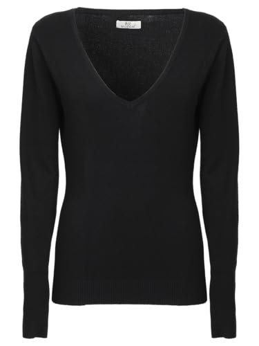 INFLUENCER - Basic Pullover mit V-Ausschnitt, Schwarz , L von INFLUENCER